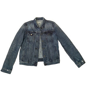Gap 1969 Women’s Small Denim Jacket Medium Wash Button Front Trucker Distressed